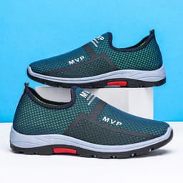 image-Men's Sports Shoes - Black Mesh Breathable Size 45