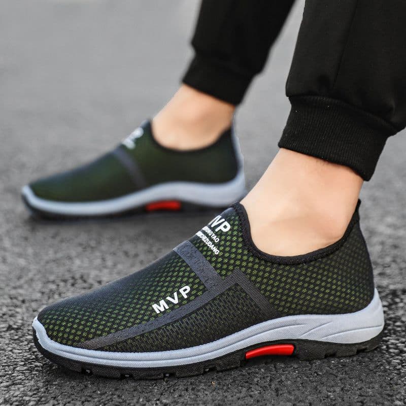 image-Men's Sports Shoes - Black Mesh Breathable Size 45