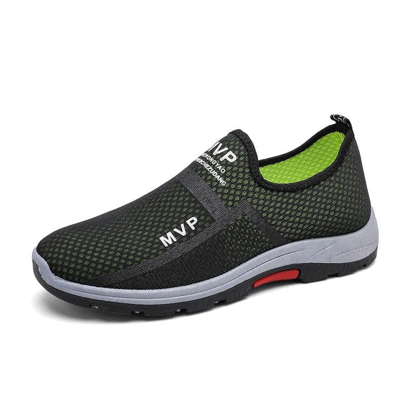 image-Men's Sports Shoes - Black Mesh Breathable Size 45