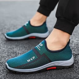 image-Men's Sports Shoes - Black Mesh Breathable Size 45