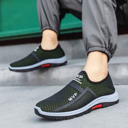 image-Men's Sports Shoes - Black Mesh Breathable Size 45
