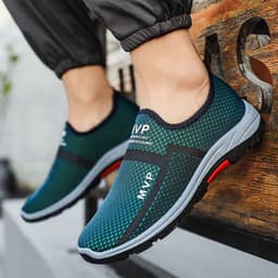 image-Men's Sports Shoes - Black Mesh Breathable Size 45