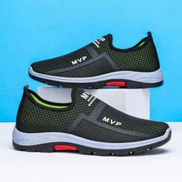 image-Men's Sports Shoes - Black Mesh Breathable Size 45