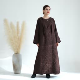 image-Loriya Winter Cardigan Dress - Brown A-Line XXL