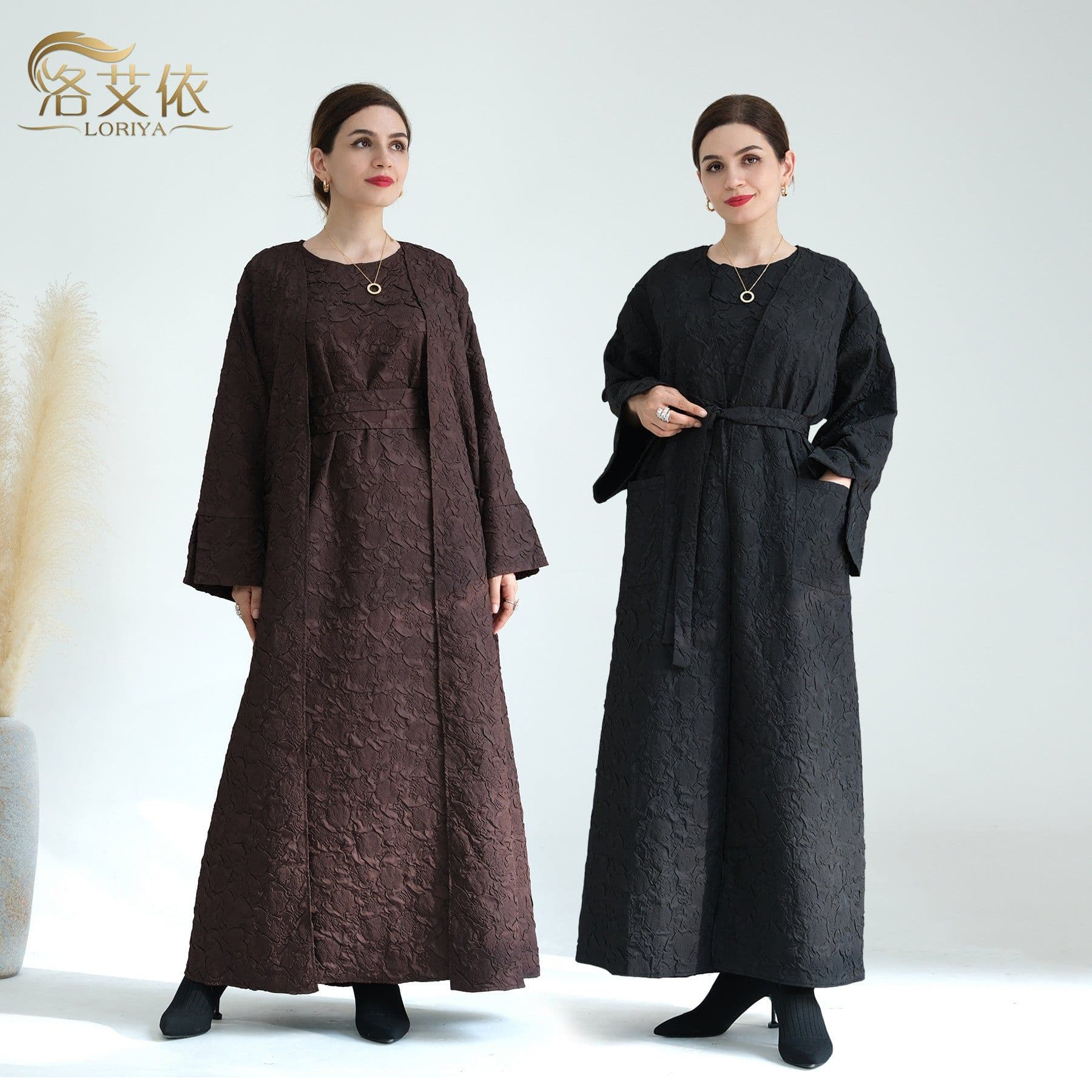image-Loriya Winter Cardigan Dress - Brown A-Line XXL