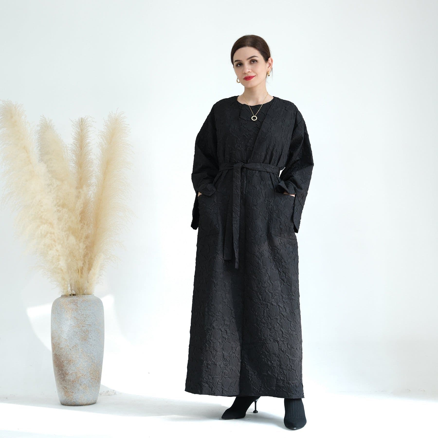 image-Loriya Winter Cardigan Dress - Brown A-Line XXL