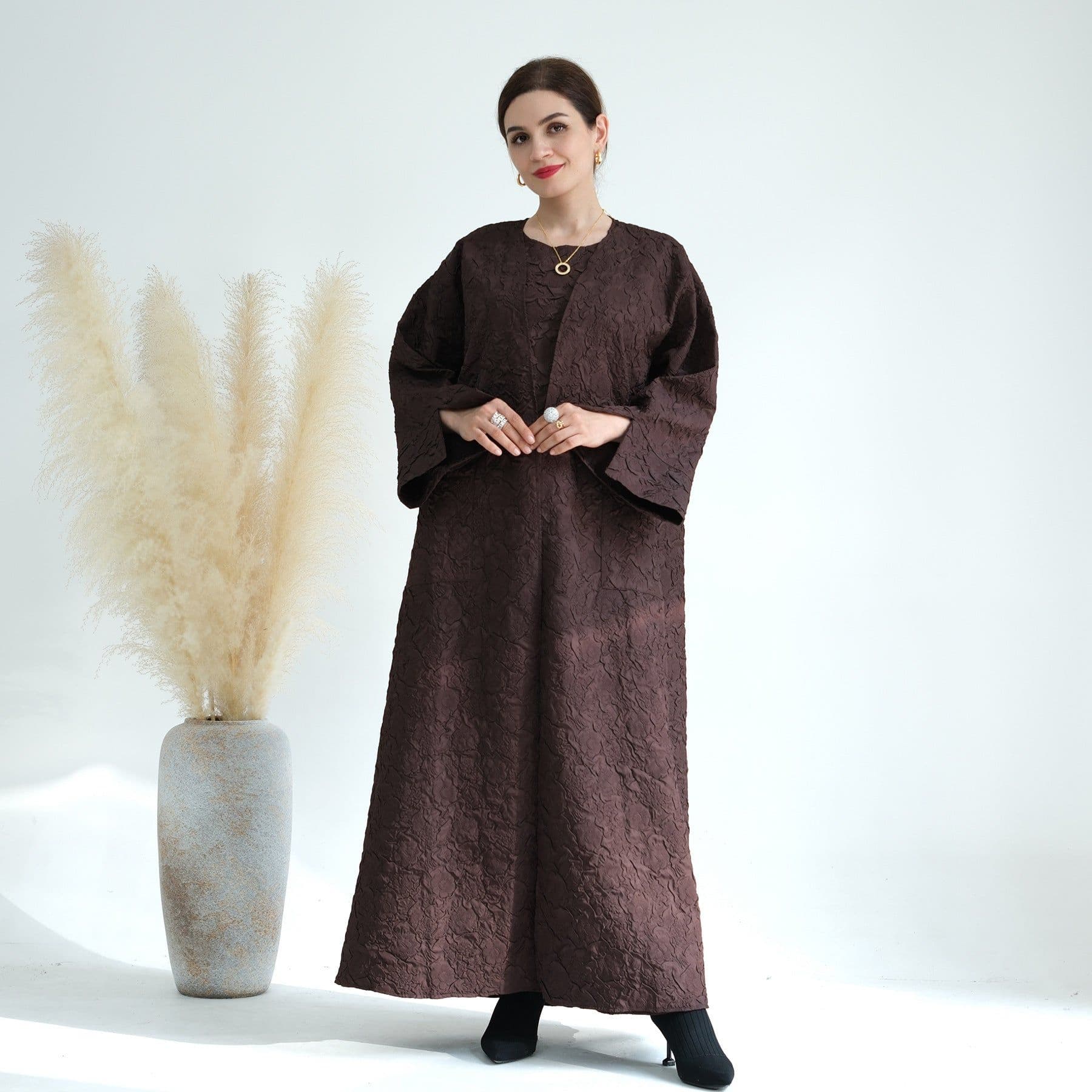 image-Loriya Winter Cardigan Dress - Brown A-Line XXL