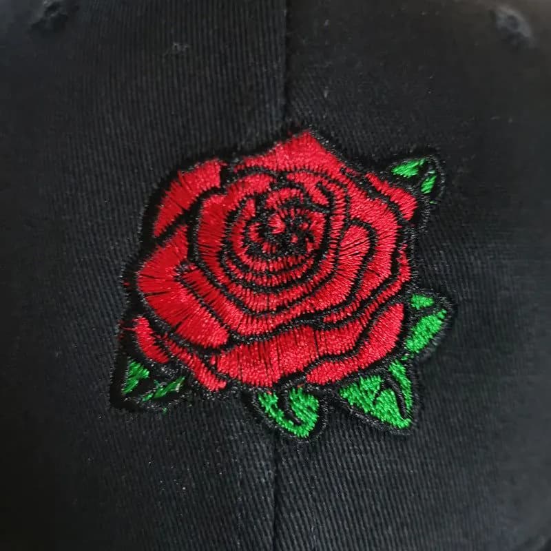 image-Rose Embroidered Baseball Cap - Pink Cotton Adjustable