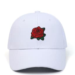 image-Rose Embroidered Baseball Cap - Pink Cotton Adjustable