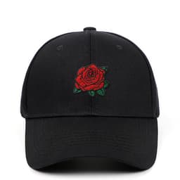 image-Rose Embroidered Baseball Cap - Pink Cotton Adjustable