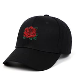 image-Rose Embroidered Baseball Cap - Pink Cotton Adjustable