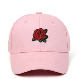 image-Rose Embroidered Baseball Cap - Pink Cotton Adjustable