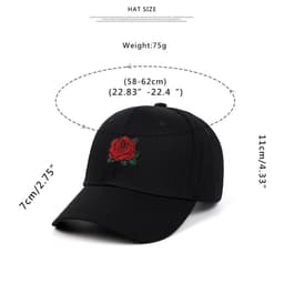 image-Rose Embroidered Baseball Cap - Pink Cotton Adjustable