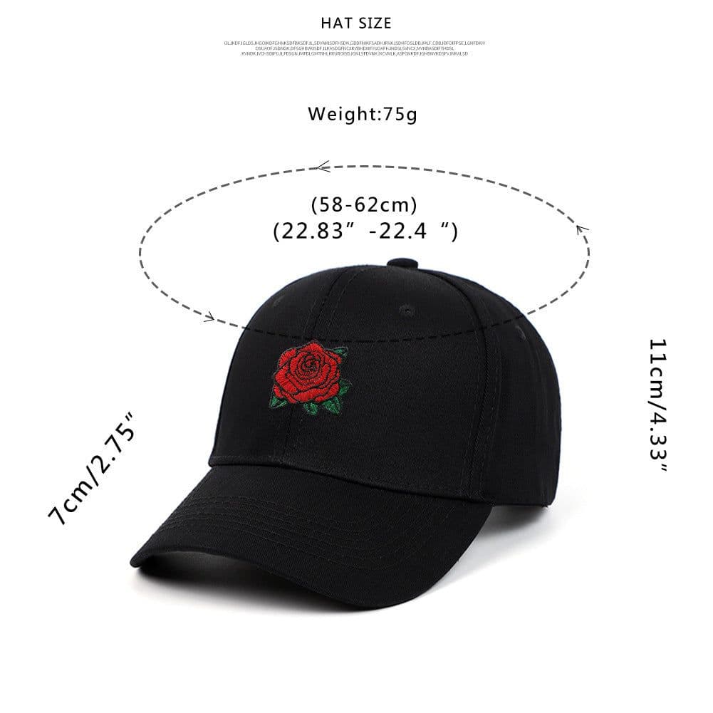 image-Rose Embroidered Baseball Cap - Pink Cotton Adjustable