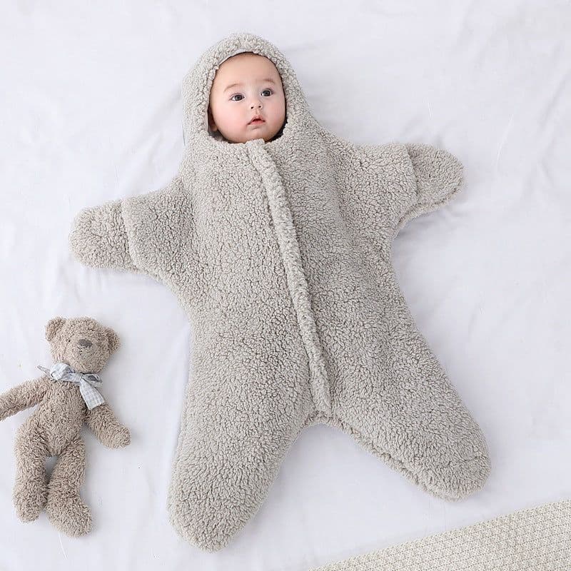 image-Wrapped baby blanket winter thickened newborn baby outing anti-jumping winter wrapped baby swaddle sleeping bag