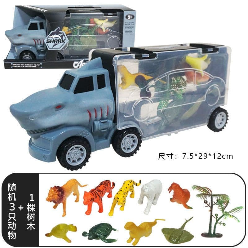 image-Dinosaur Dump Truck Toy Set - Inertial Model for Boys 3-6