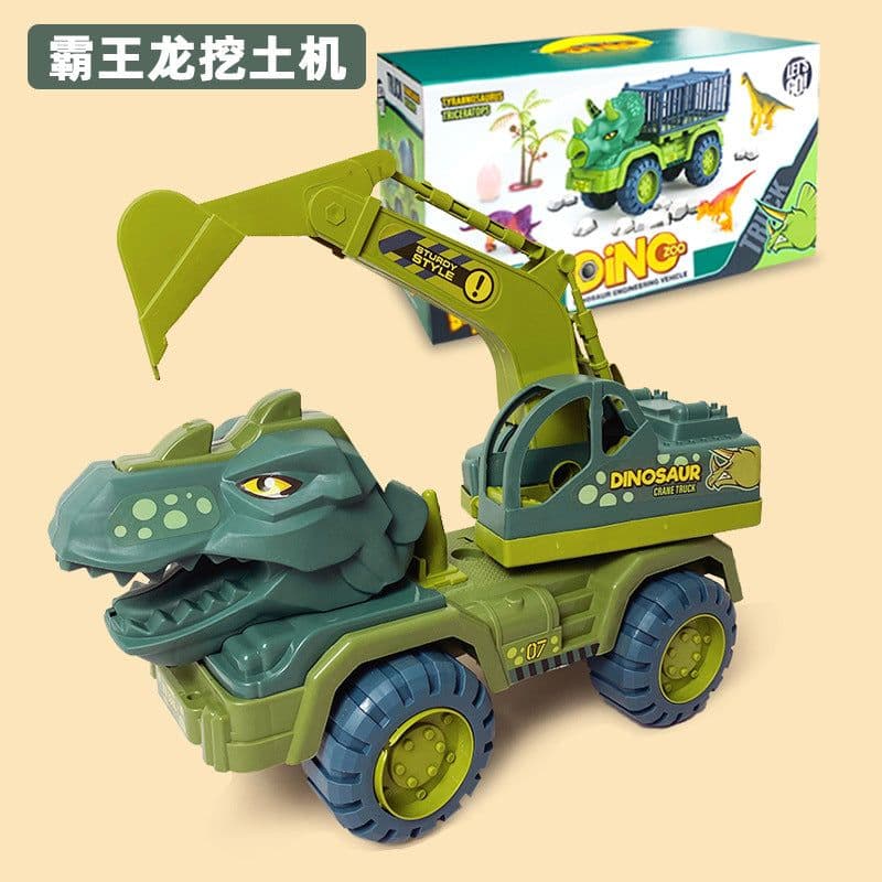 image-Dinosaur Dump Truck Toy Set - Inertial Model for Boys 3-6
