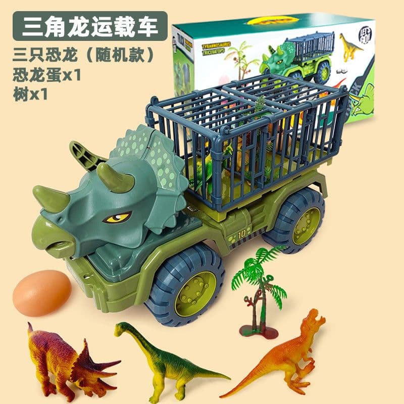 image-Dinosaur Dump Truck Toy Set - Inertial Model for Boys 3-6