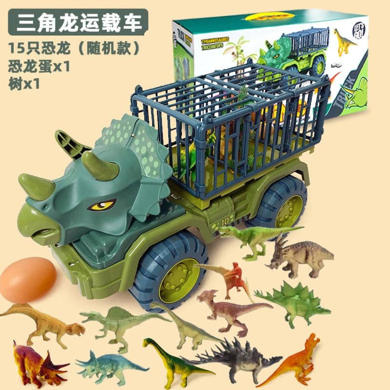 image-Dinosaur Dump Truck Toy Set - Inertial Model for Boys 3-6