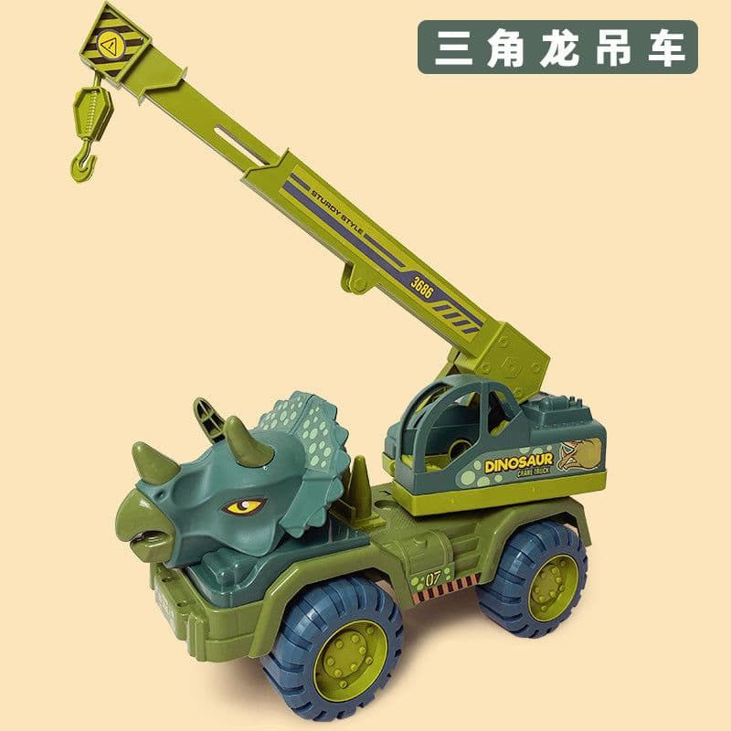 image-Dinosaur Dump Truck Toy Set - Inertial Model for Boys 3-6