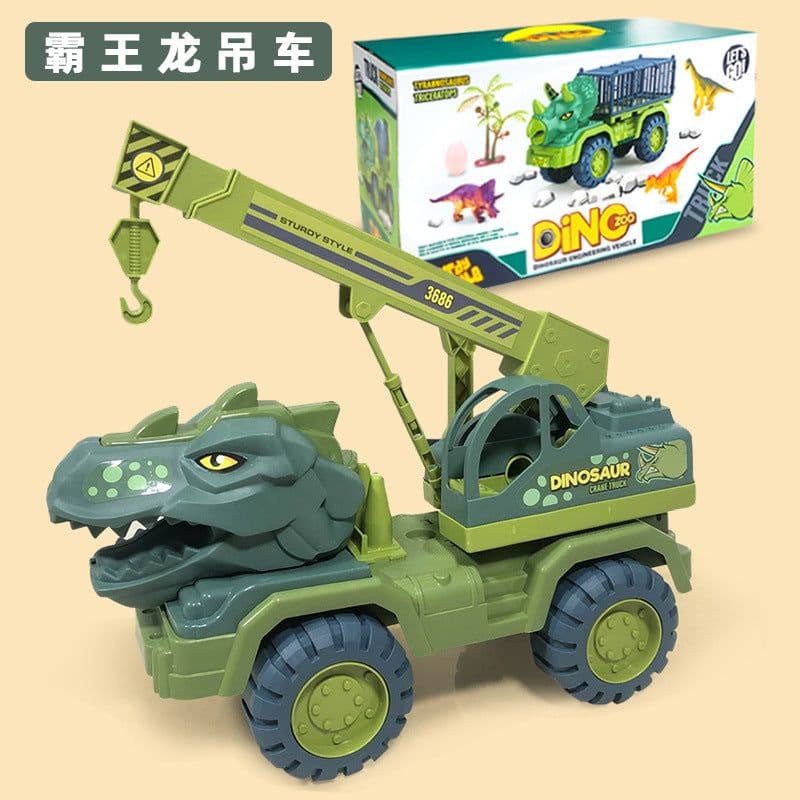 image-Dinosaur Dump Truck Toy Set - Inertial Model for Boys 3-6