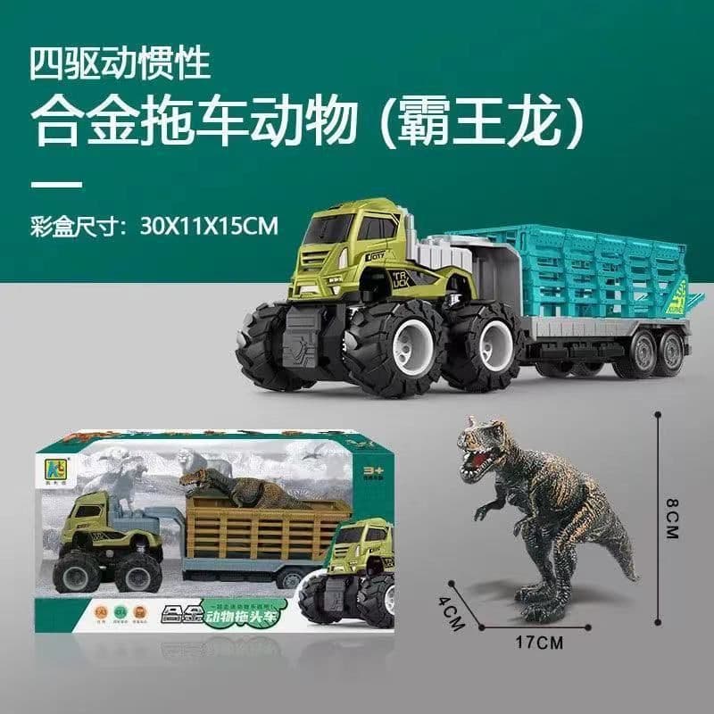 image-Dinosaur Dump Truck Toy Set - Inertial Model for Boys 3-6