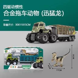 image-Dinosaur Dump Truck Toy Set - Inertial Model for Boys 3-6