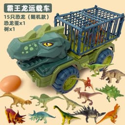 image-Dinosaur Dump Truck Toy Set - Inertial Model for Boys 3-6