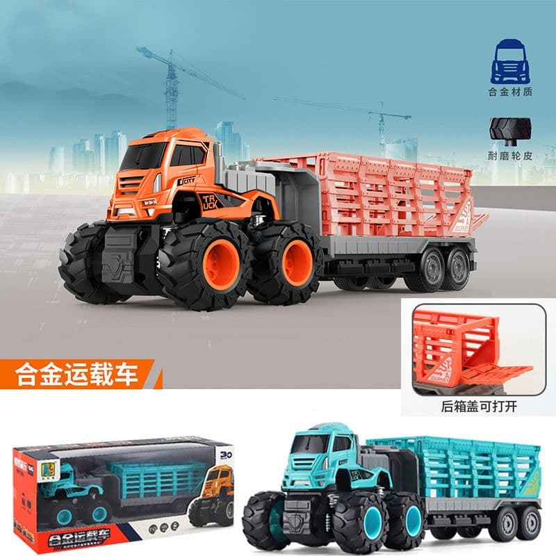 image-Dinosaur Dump Truck Toy Set - Inertial Model for Boys 3-6