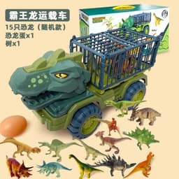 image-Dinosaur Dump Truck Toy Set - Inertial Model for Boys 3-6