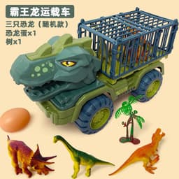 image-Dinosaur Dump Truck Toy Set - Inertial Model for Boys 3-6