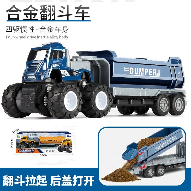 image-Dinosaur Dump Truck Toy Set - Inertial Model for Boys 3-6