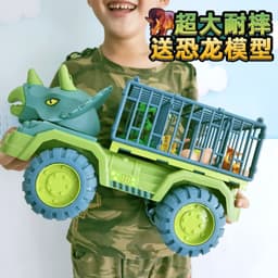 image-Dinosaur Dump Truck Toy Set - Inertial Model for Boys 3-6