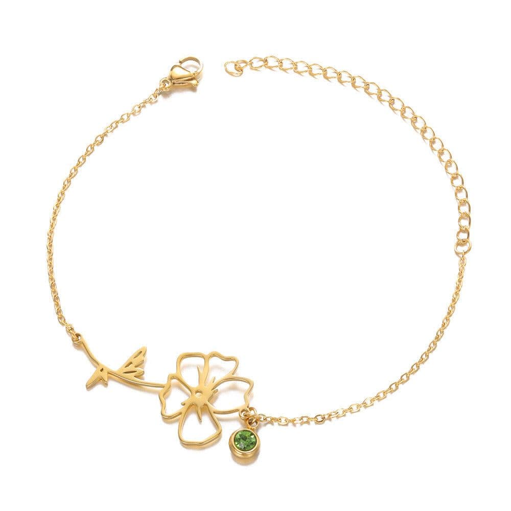 image-Stainless Steel Flower Bracelet - December Gold Women's