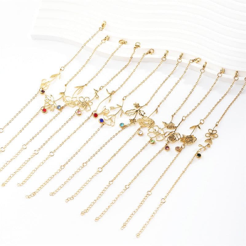 image-Stainless Steel Flower Bracelet - December Gold Women's
