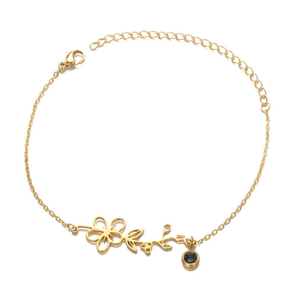 image-Stainless Steel Flower Bracelet - December Gold Women's