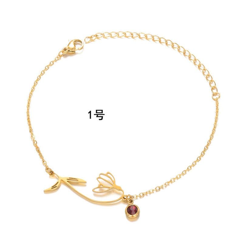 image-Stainless Steel Flower Bracelet - December Gold Women's