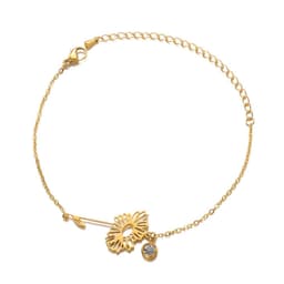 image-Stainless Steel Flower Bracelet - December Gold Women's