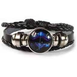 image-Cross-border Hot Sale European and American Retro Twelve Constellation Leather Rope Men's Bracelet Luminous Starry Sky 12 Constellation Bracelet