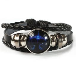 image-Cross-border Hot Sale European and American Retro Twelve Constellation Leather Rope Men's Bracelet Luminous Starry Sky 12 Constellation Bracelet