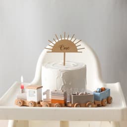image-Wooden Birthday Train Toy - Baby Milestone Photo Prop