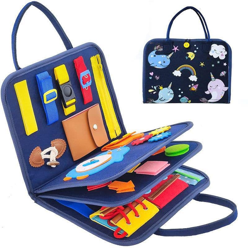 image-Children's learning board wholesale early education toys life common sense dressing tie shoelace felt bag baby felt busy board