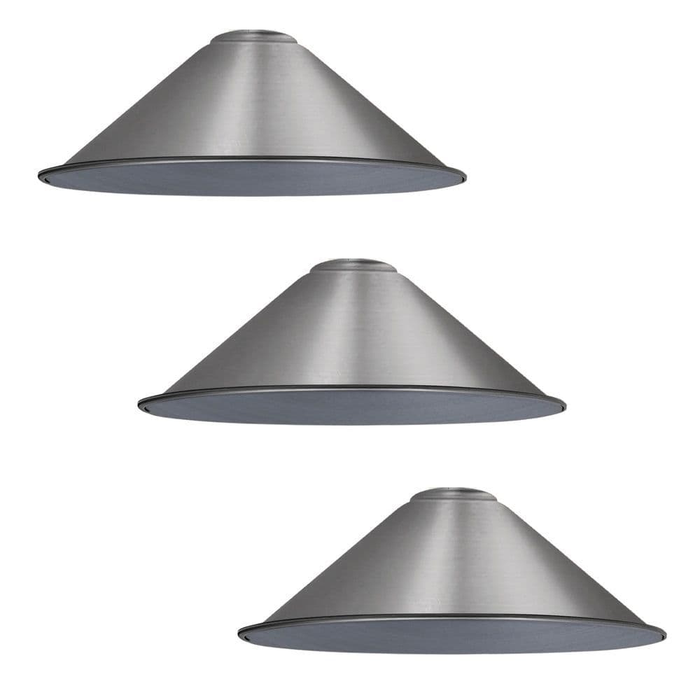 image-Chrome Cone Lamp Shade Metal Light Shade With Free Reducer Plate E26~1689