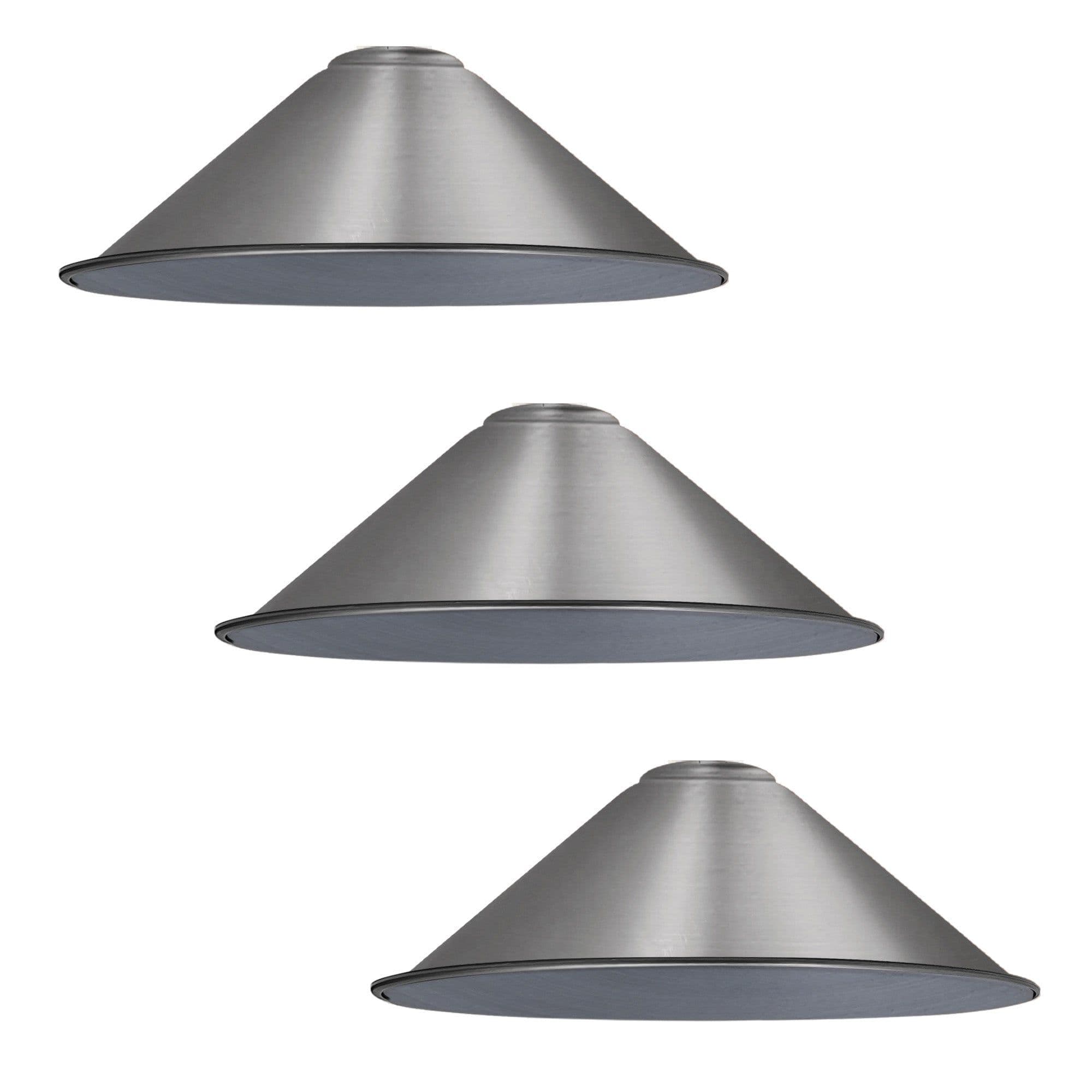 image-Chrome Cone Lamp Shade Metal Light Shade With Free Reducer Plate E26~1689