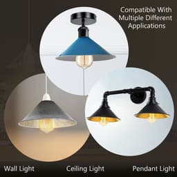 image-Chrome Cone Lamp Shade Metal Light Shade With Free Reducer Plate E26~1689