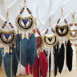 image-Bohemian Retro Feather Tassel Earrings - White Alloy Jewelry 2021