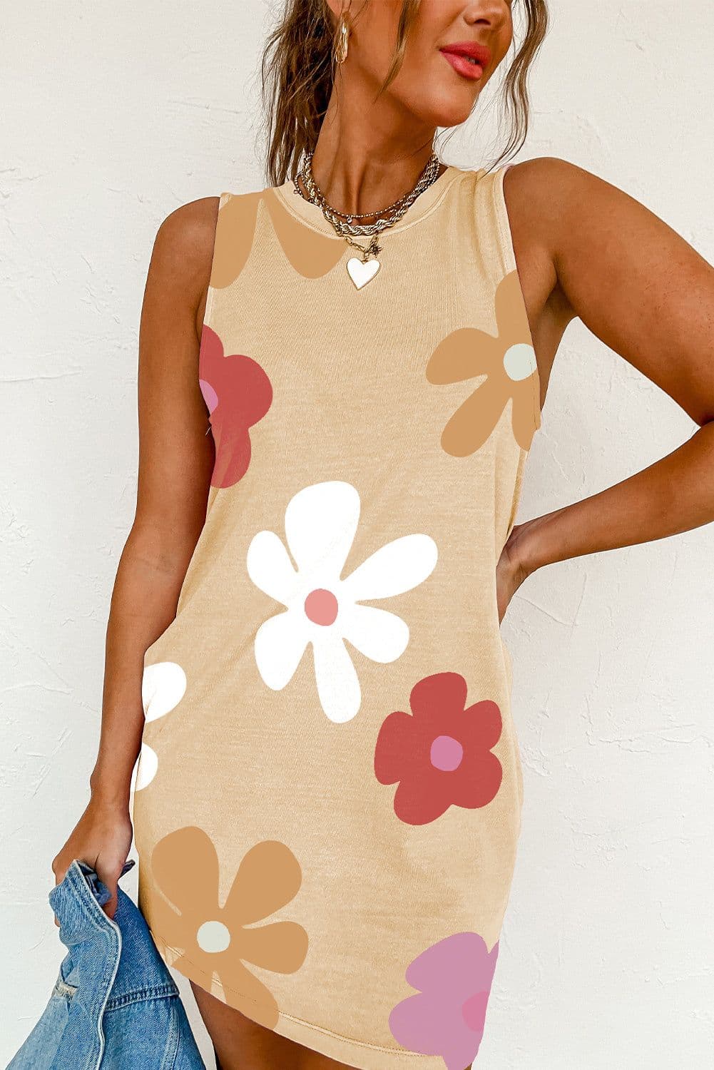 image-Apricot Daisy Flower Print Tank Dress