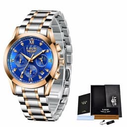 image-Men's Business Waterproof Watch With Stainless Steel Strap