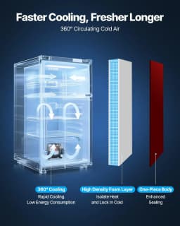 image-VEVOR Mini Fridge with Freezer, 3.2 Cu.Ft, Two Door Compact Refrigerator with Adjustable Temperature, Glass Shelf, Energy Efficient Dorm Fridge, Low Noise Small Refrigerator, for Bedroom, Office, Red