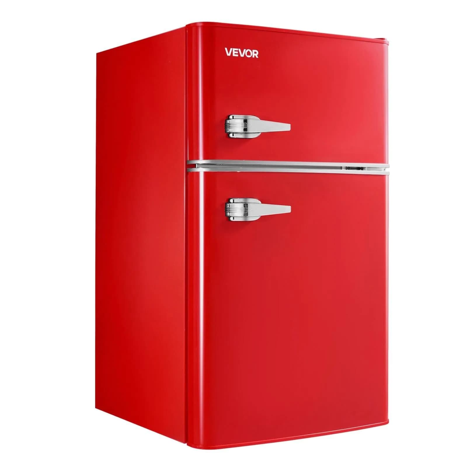 image-VEVOR Mini Fridge with Freezer, 3.2 Cu.Ft, Two Door Compact Refrigerator with Adjustable Temperature, Glass Shelf, Energy Efficient Dorm Fridge, Low Noise Small Refrigerator, for Bedroom, Office, Red